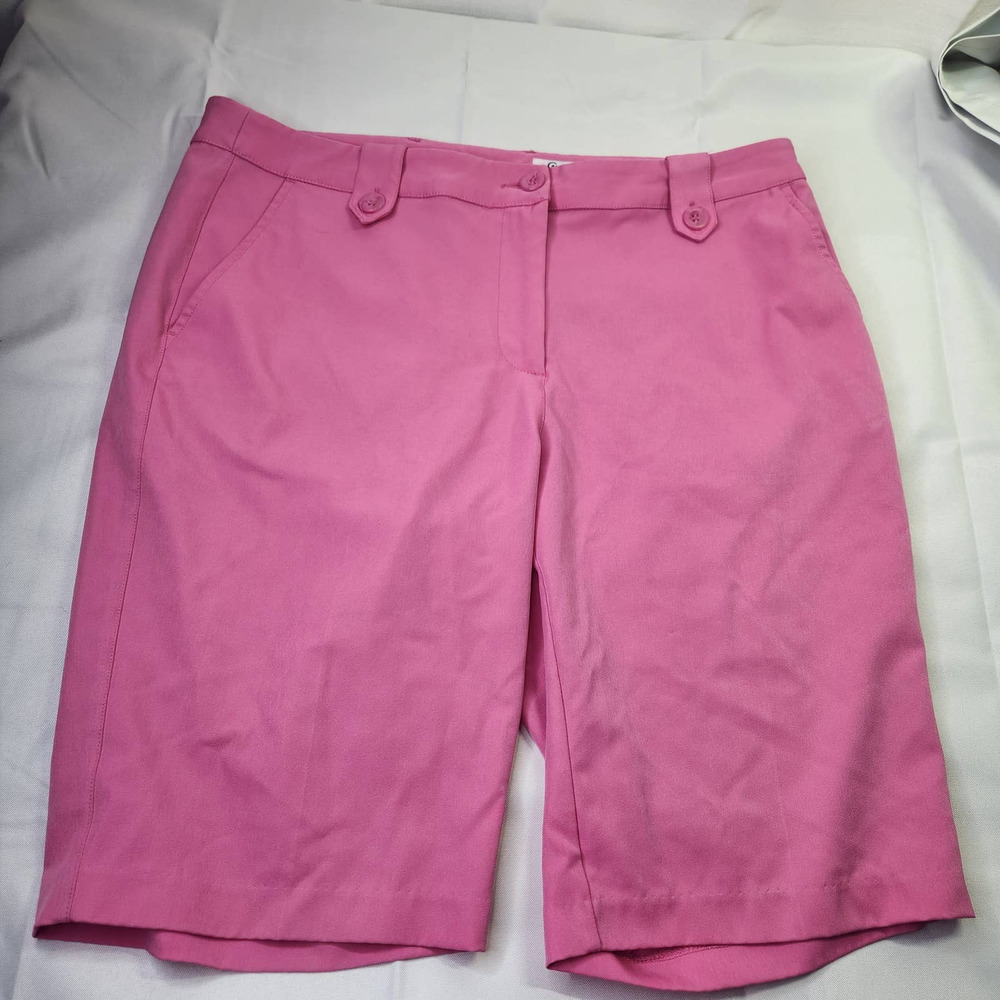 Greg Norman Chino Golf Shorts Flat Front Zip Fly Button Closure Pink Size 12